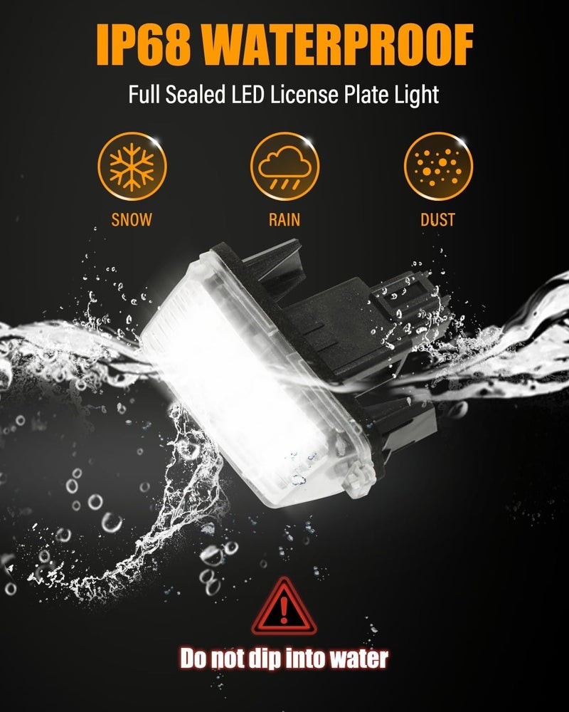 LESAUCE LED License Plate Light For Toyota Camry Highlander Avalon Prius C Yaris Tag Lamp Assembly, Powered by 18-SMD Xenon 6000K White LED Tag Lights, IP68 Waterprooof, 2PCS - Image 5